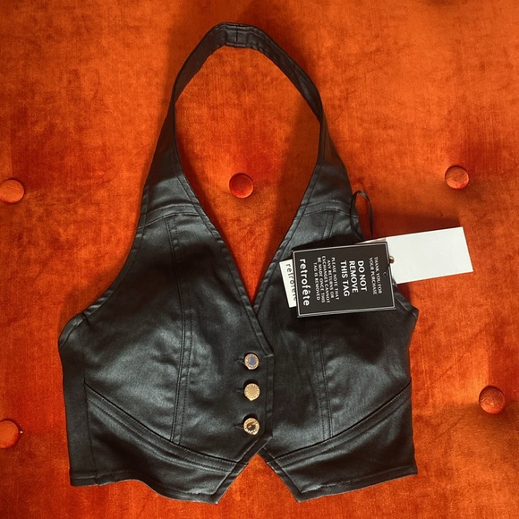 Retrofete BRIELLE COATED DENIM VEST brand new with tags - Picture 7 of 9